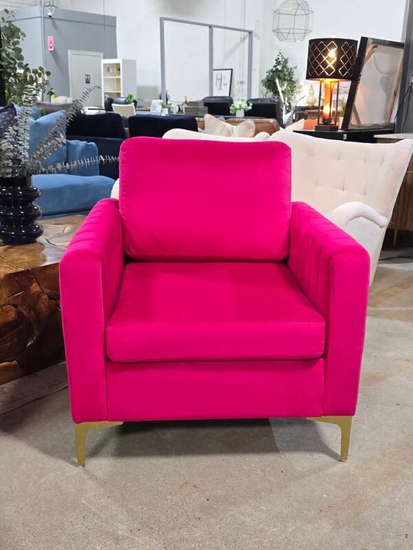 Pink Velvet Accent Chair - Image 2
