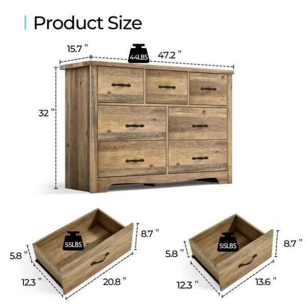 Brown 7 Drawer Dresser - Image 4