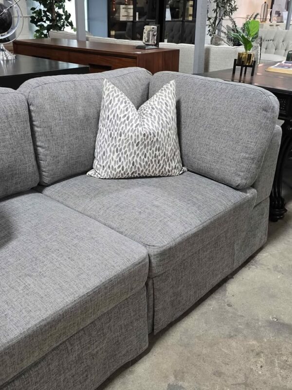 Grey Skirted Loveseat - Image 2