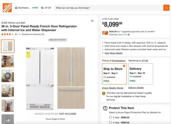 ZLINE 36" Panel Ready French Door Built-In Refrigerator - Image 9