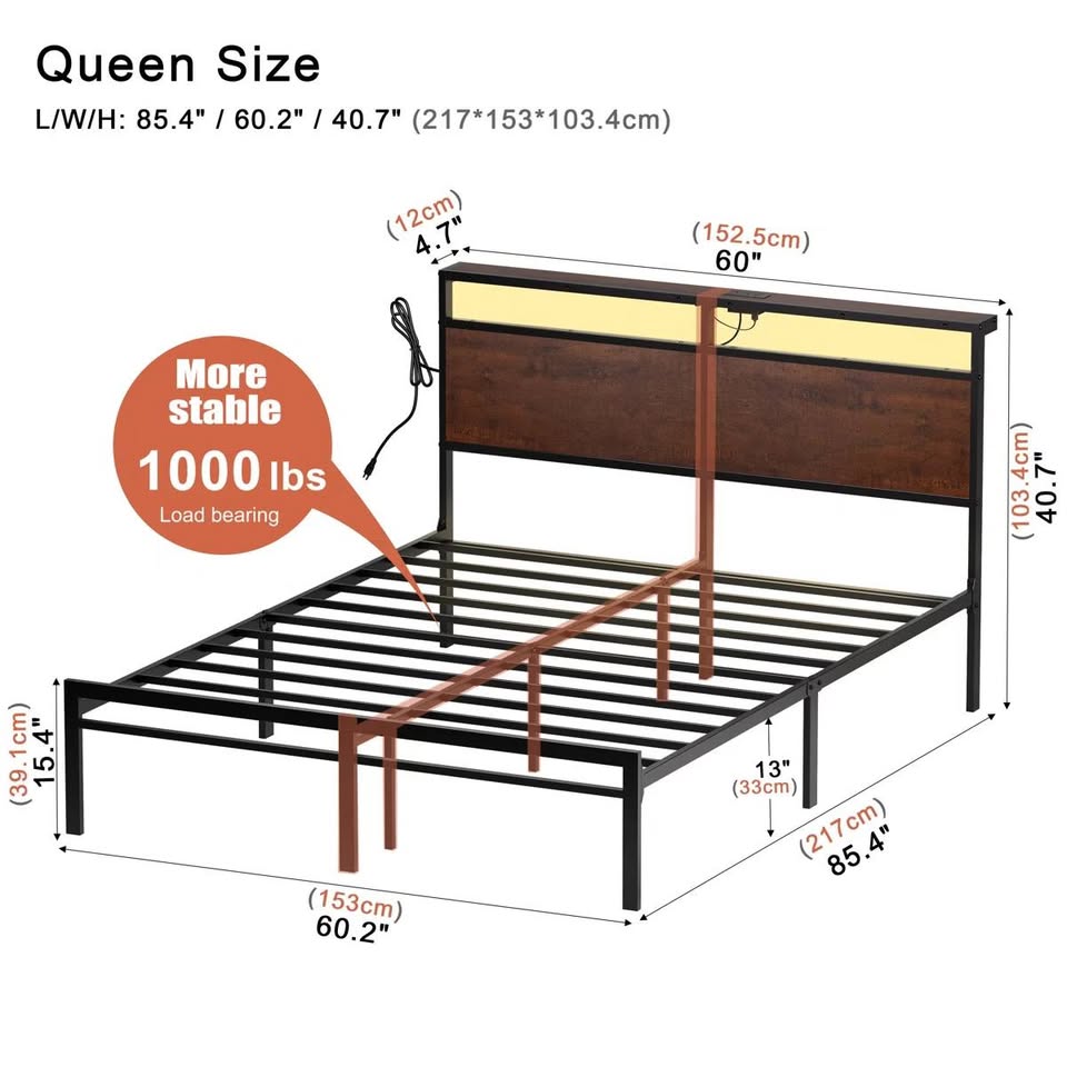 QUEEN Led Platform Bed - Image 3