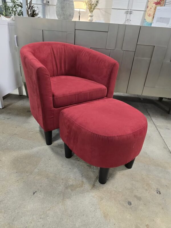 Red Accent Chair & Ottoman - Image 3