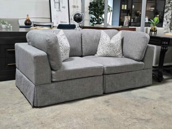 Grey Skirted Loveseat