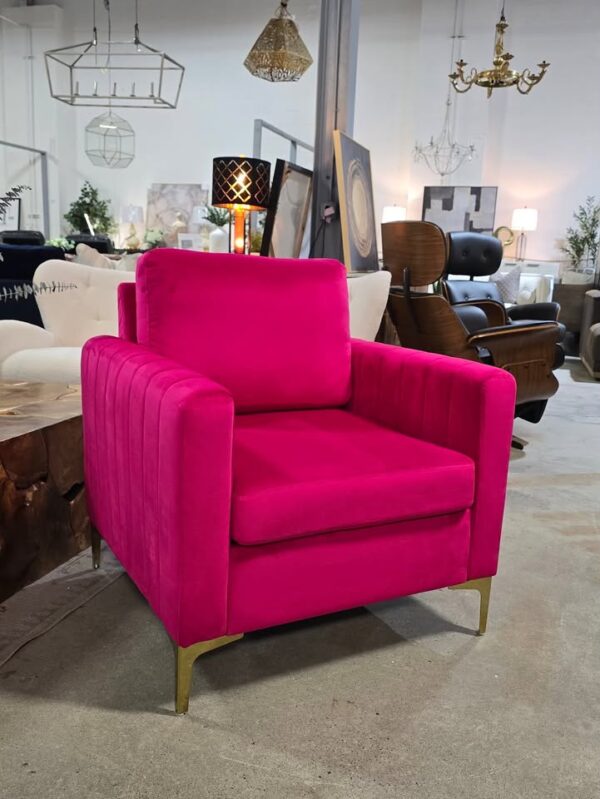 Pink Velvet Accent Chair