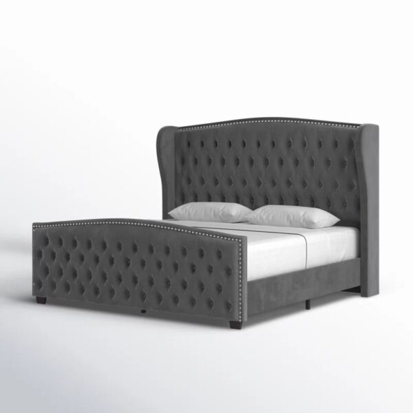 KING Grey Tufted Platform Bed - Image 2