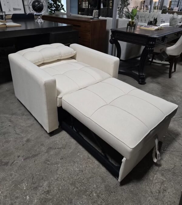 Cream Convertible Sleeper Chair - Image 2