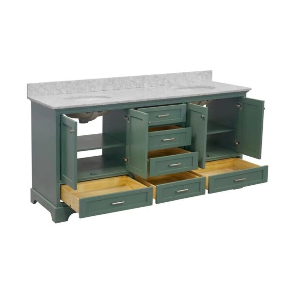 72" Sage Green Double Bathroom Vanity - Image 2