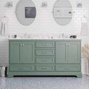 72" Sage Green Double Bathroom Vanity