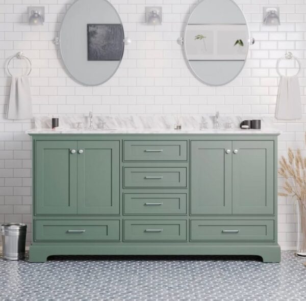 72" Sage Green Double Bathroom Vanity