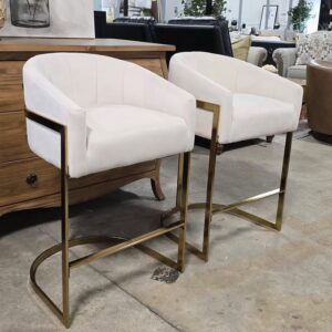 Set of 2 Velvet Counter Stools