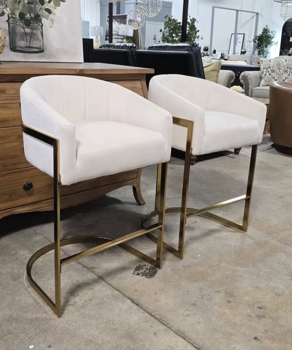 Set of 2 Velvet Counter Stools