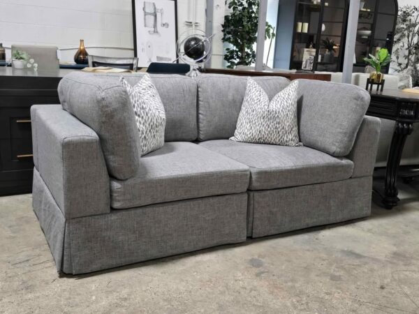 Grey Skirted Loveseat - Image 4