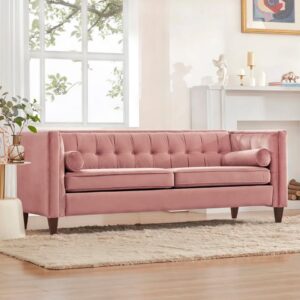 Pink Velvet Tufted Sofa