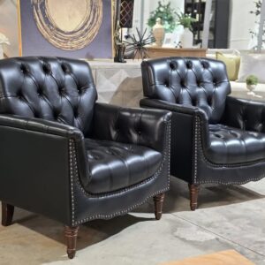 Set of 2 Annja Genuine Leather Accent Chairs