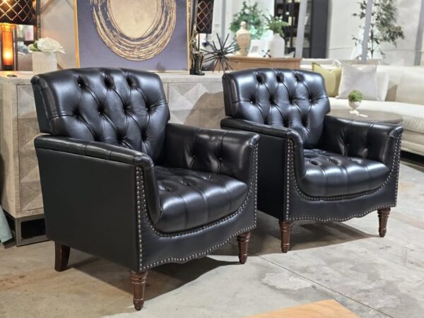 Set of 2 Annja Genuine Leather Accent Chairs