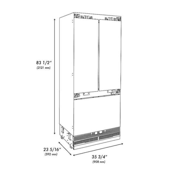 ZLINE 36" Panel Ready French Door Built-In Refrigerator - Image 4