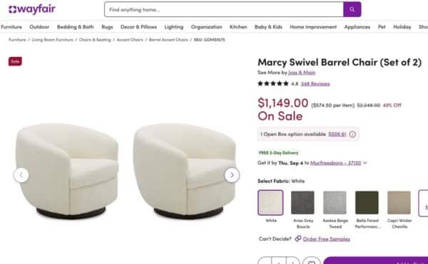 Set of 2 Marcy Swivel Barrel Chairs - Image 6