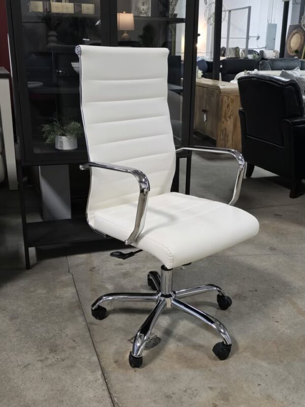 Modern White Leather Office Chair - Image 4