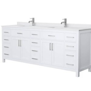 White 84" Double Bathroom Vanity Base