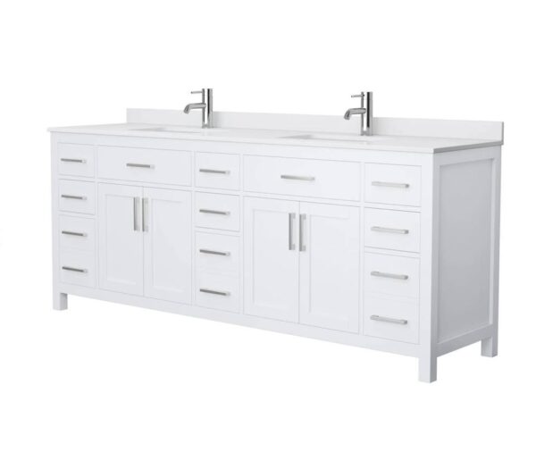 White 84" Double Bathroom Vanity Base