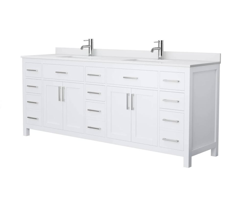 White 84" Double Bathroom Vanity Base