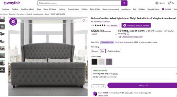 KING Dulane Tufted Platform Bed - Image 4