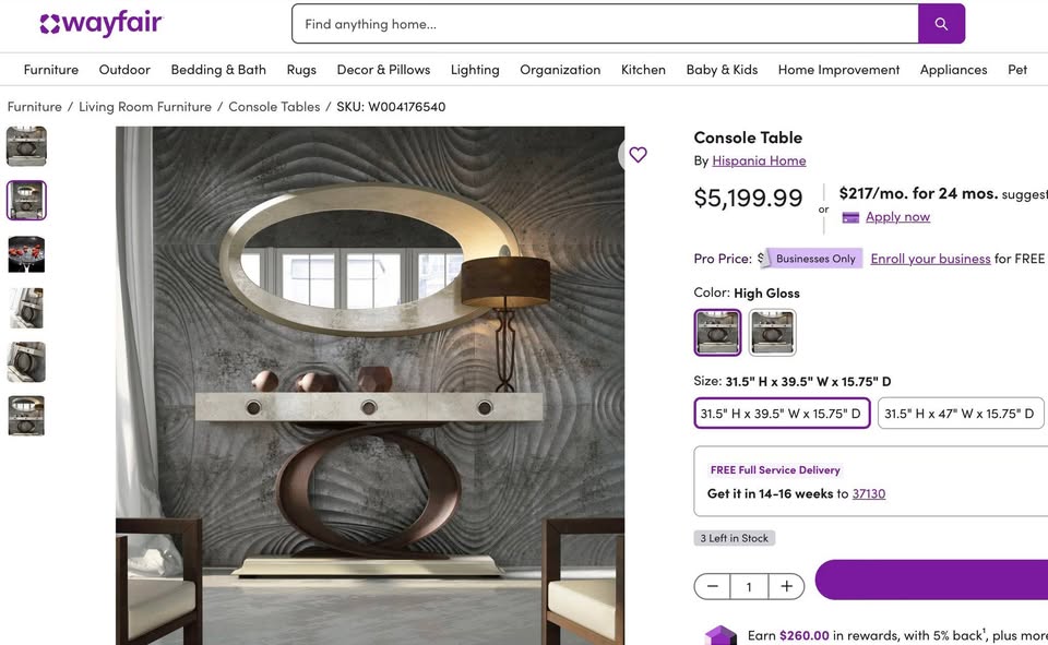 White Pearl Console Table & Mirror - Image 6