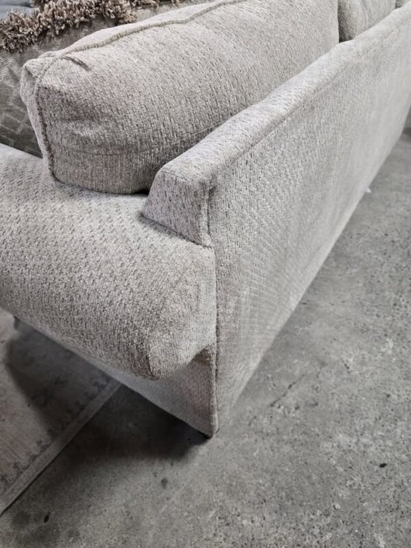 Beige Rolled Arm Upholstered Sofa - Image 4