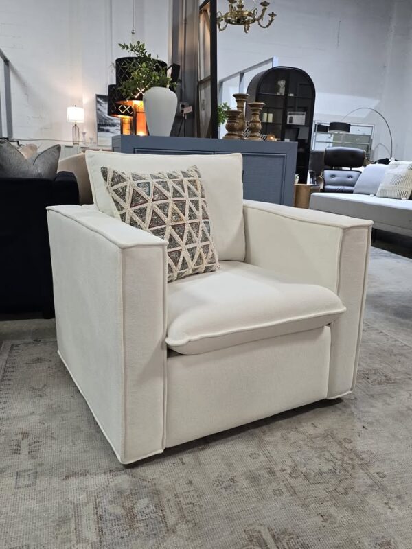 White Swivel Armchair - Image 3