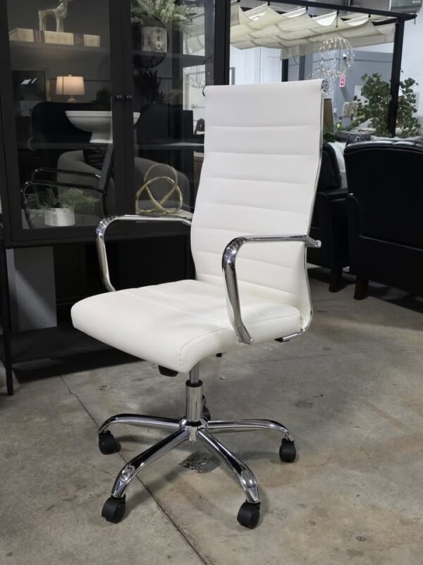 Modern White Leather Office Chair - Image 3
