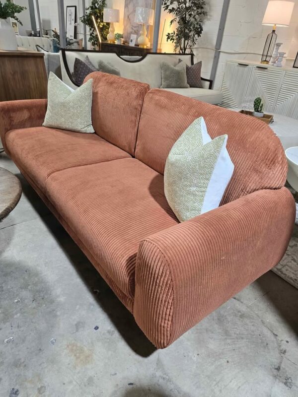 Burnt Orange Corduroy Sofa - Image 2