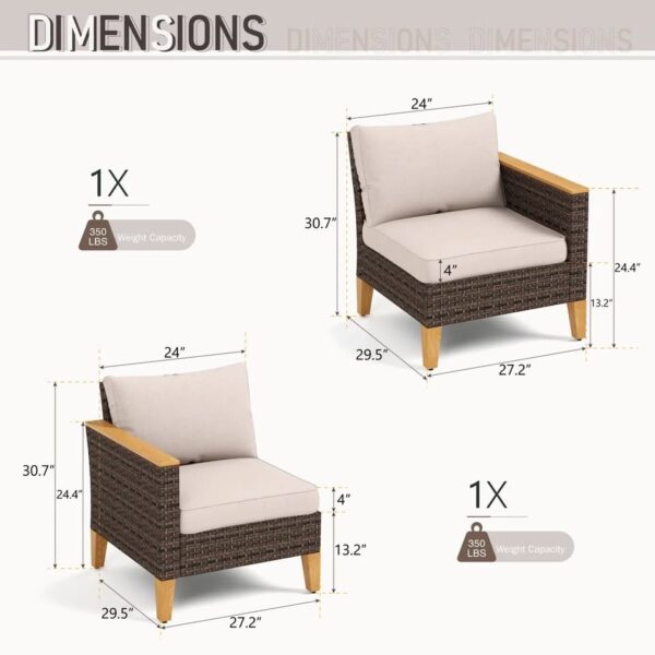 4-pc Outdoor Patio Wicker Loveseat & Side Tables - Image 5