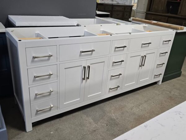 White 84" Double Bathroom Vanity Base - Image 2