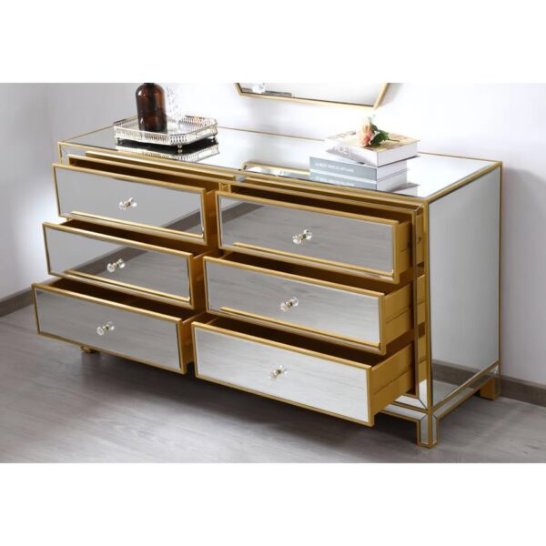 Gold 6 Drawer Mirrored Dresser - Image 4