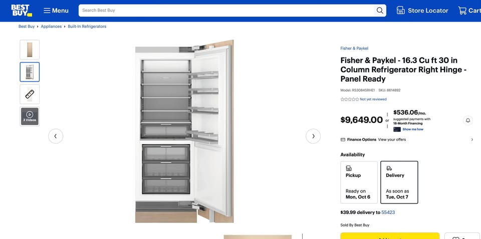 Fisher & Paykel 30" Panel Ready Column Refrigerator - Image 8
