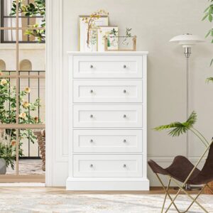 White 5 Drawer Chest