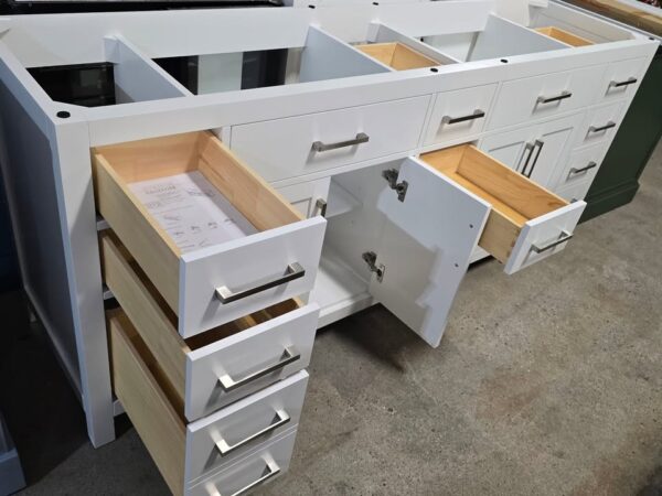 White 84" Double Bathroom Vanity Base - Image 3