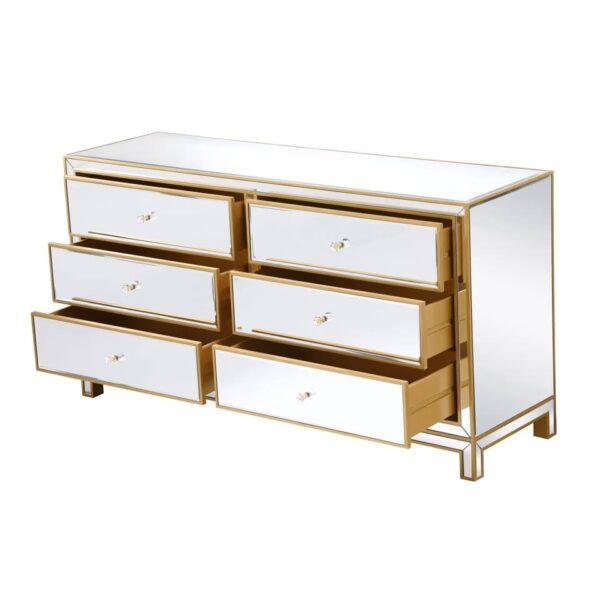 Gold 6 Drawer Mirrored Dresser - Image 3
