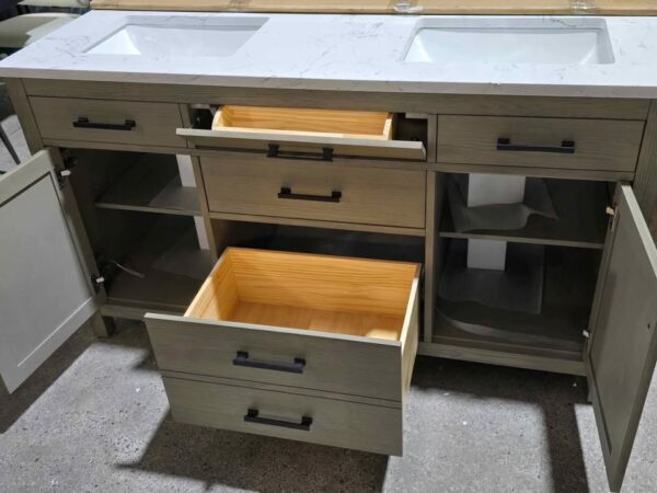 Grey 60" Double Bathroom Vanity - Image 3