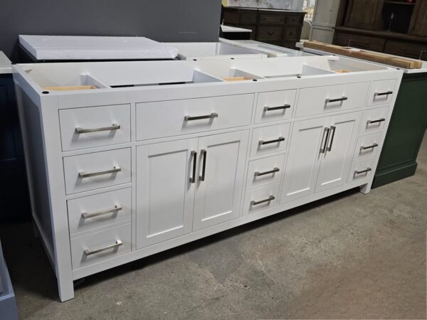 White 84" Double Bathroom Vanity Base - Image 4