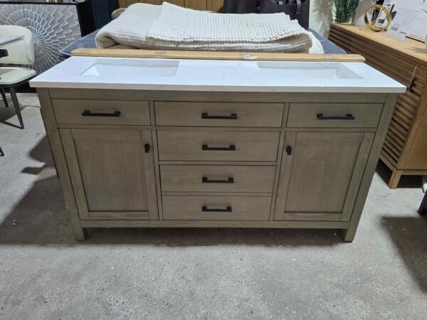Grey 60" Double Bathroom Vanity - Image 2