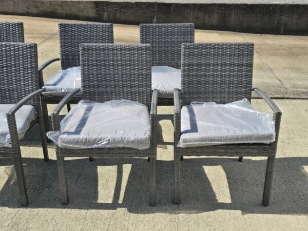 Set of 8 Outdoor Wicker Stackable Dining Chairs - Image 3