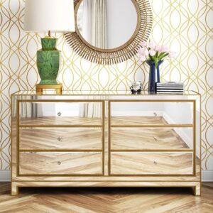 Gold 6 Drawer Mirrored Dresser