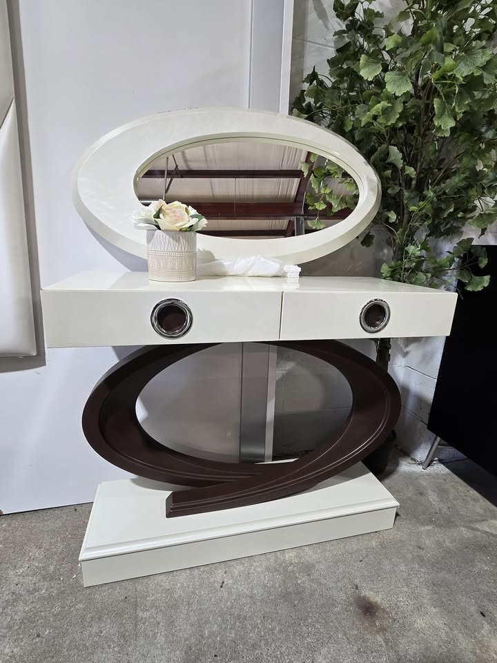 White Pearl Console Table & Mirror - Image 2
