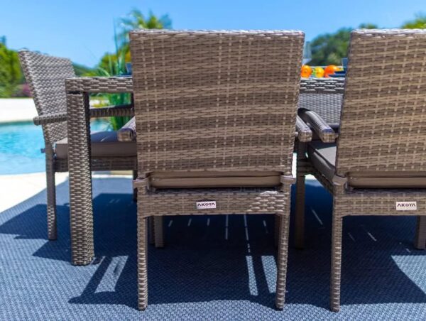 Set of 8 Outdoor Wicker Stackable Dining Chairs - Image 2