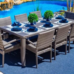 Set of 8 Outdoor Wicker Stackable Dining Chairs