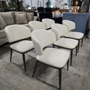 Set of 6 Ivory Leather Dining Chairs