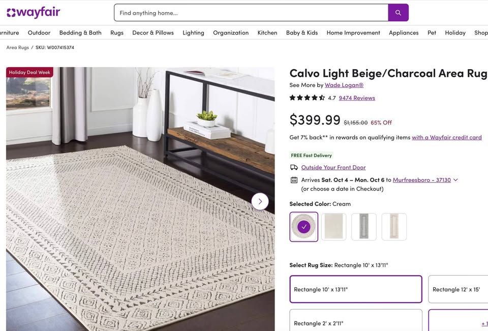 10'x 14' Grey & Beige Area Rug - Image 7