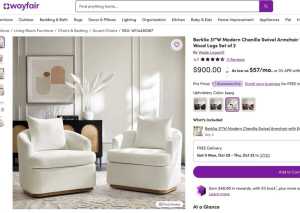 Set of 2 Ivory Swivel Accent Chairs - Image 2