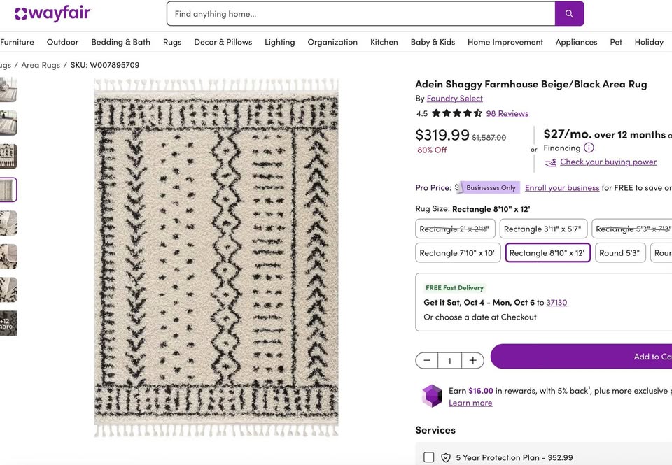9' x 12' Adein Farmhouse Shaggy Rug - Image 2